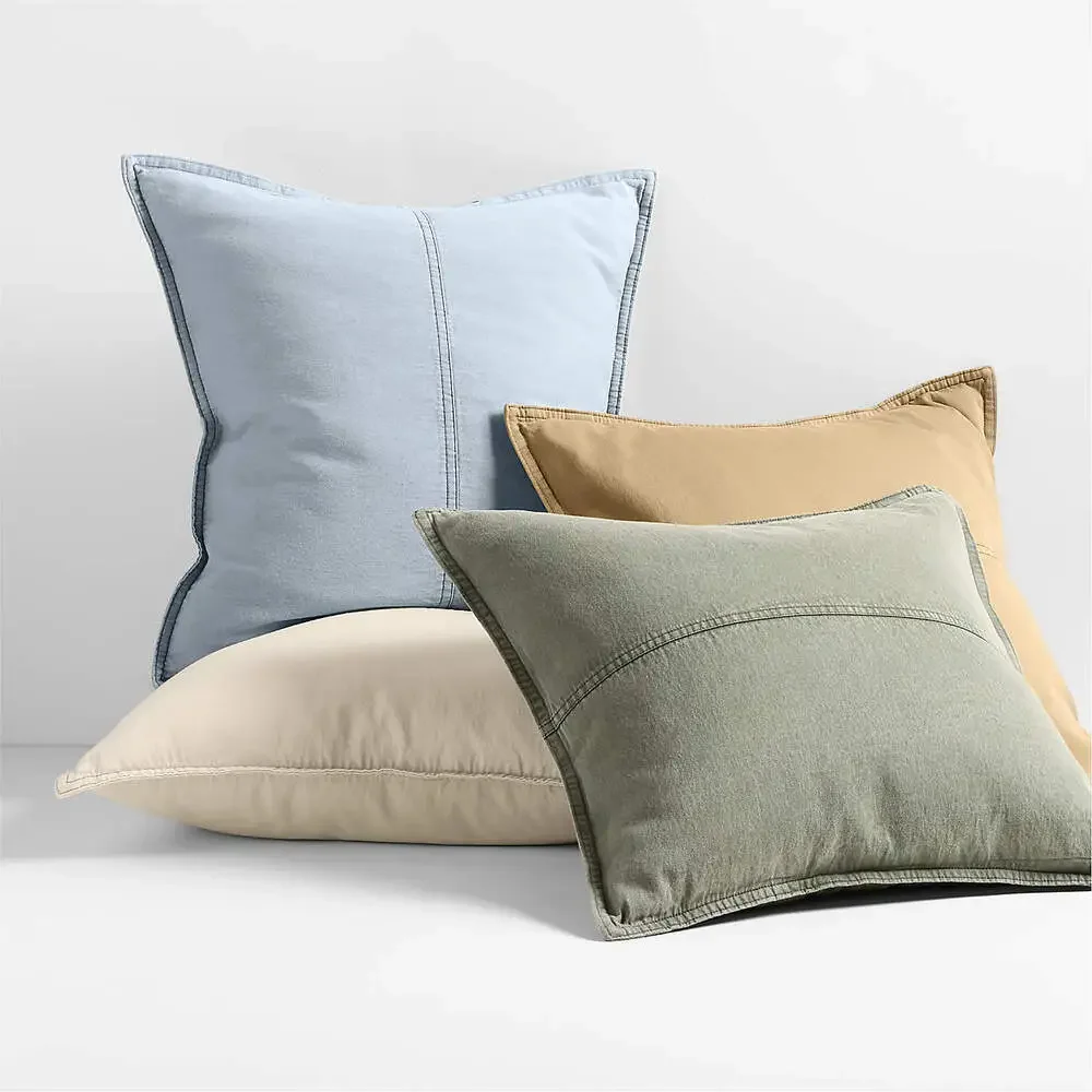 Crate&Barrel Camel Tan Pillow Cover – Cotton Denim – 2 Available – NWOT